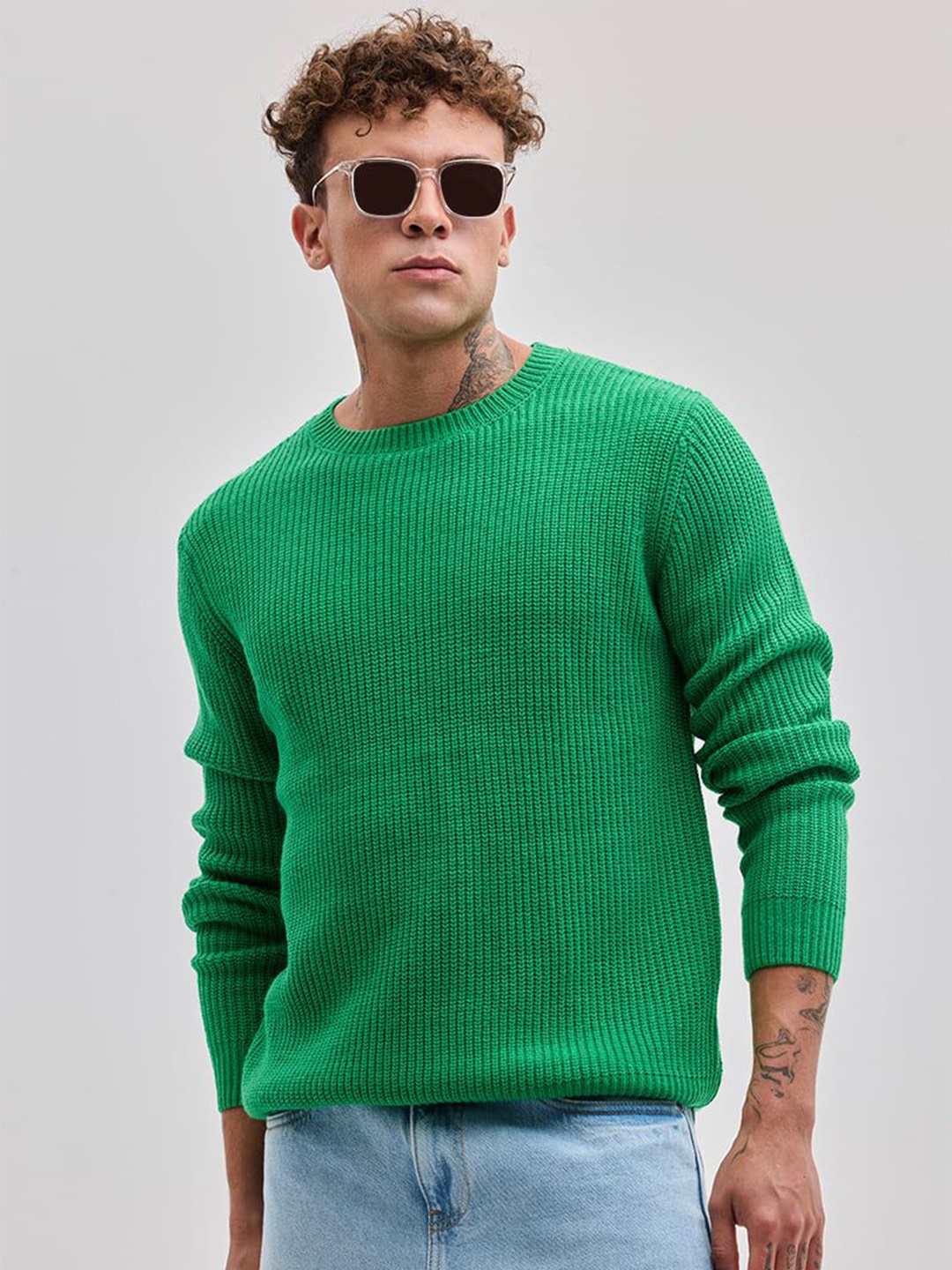 

Snitch Men Round Neck Pullover, Green