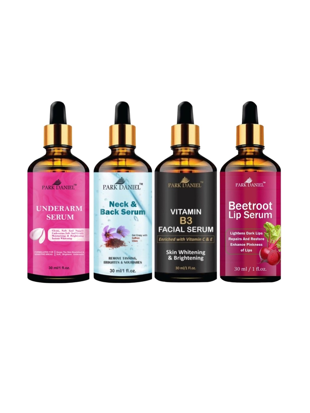 

Park Daniel Set Of 4 Underarm Facial Lip Neck & Back Serums - 30ml Each, Multi