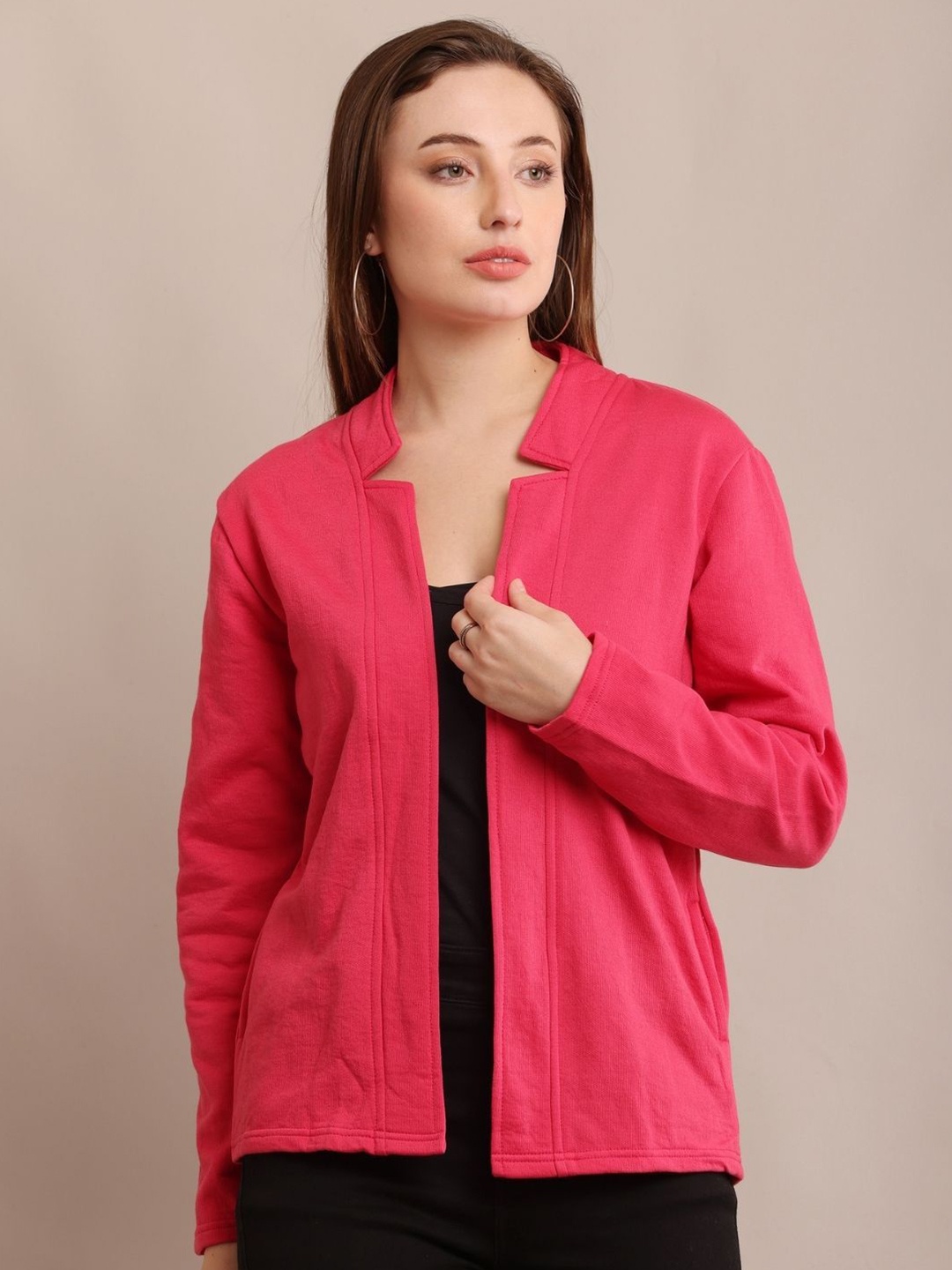 

Raabta Fashion Fleece Open Front Shrug, Pink