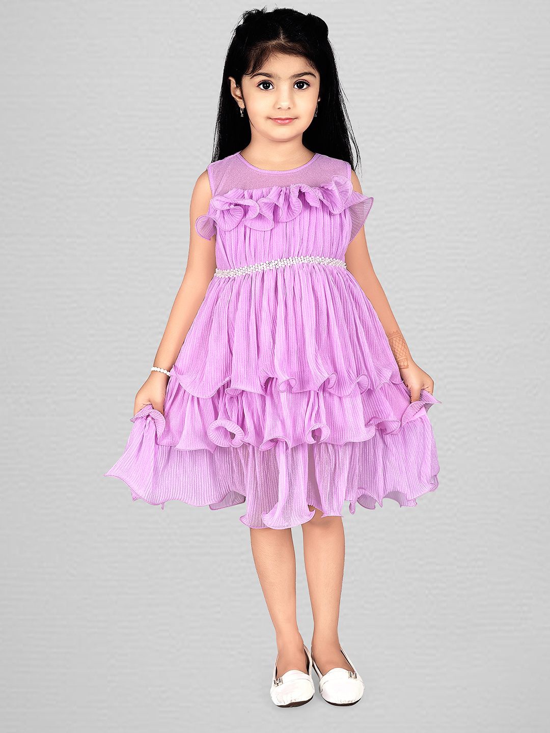 

Fabangel Girls Embellished Round Neck Party Dress, Pink