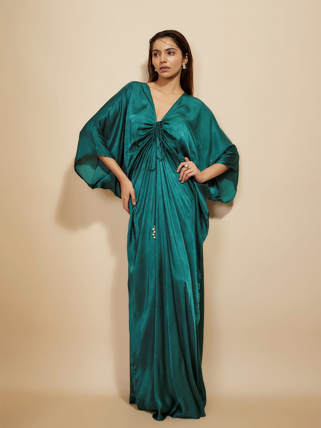 

Masumi Mewawalla Women Satin Kaftan Maxi Dress, Green