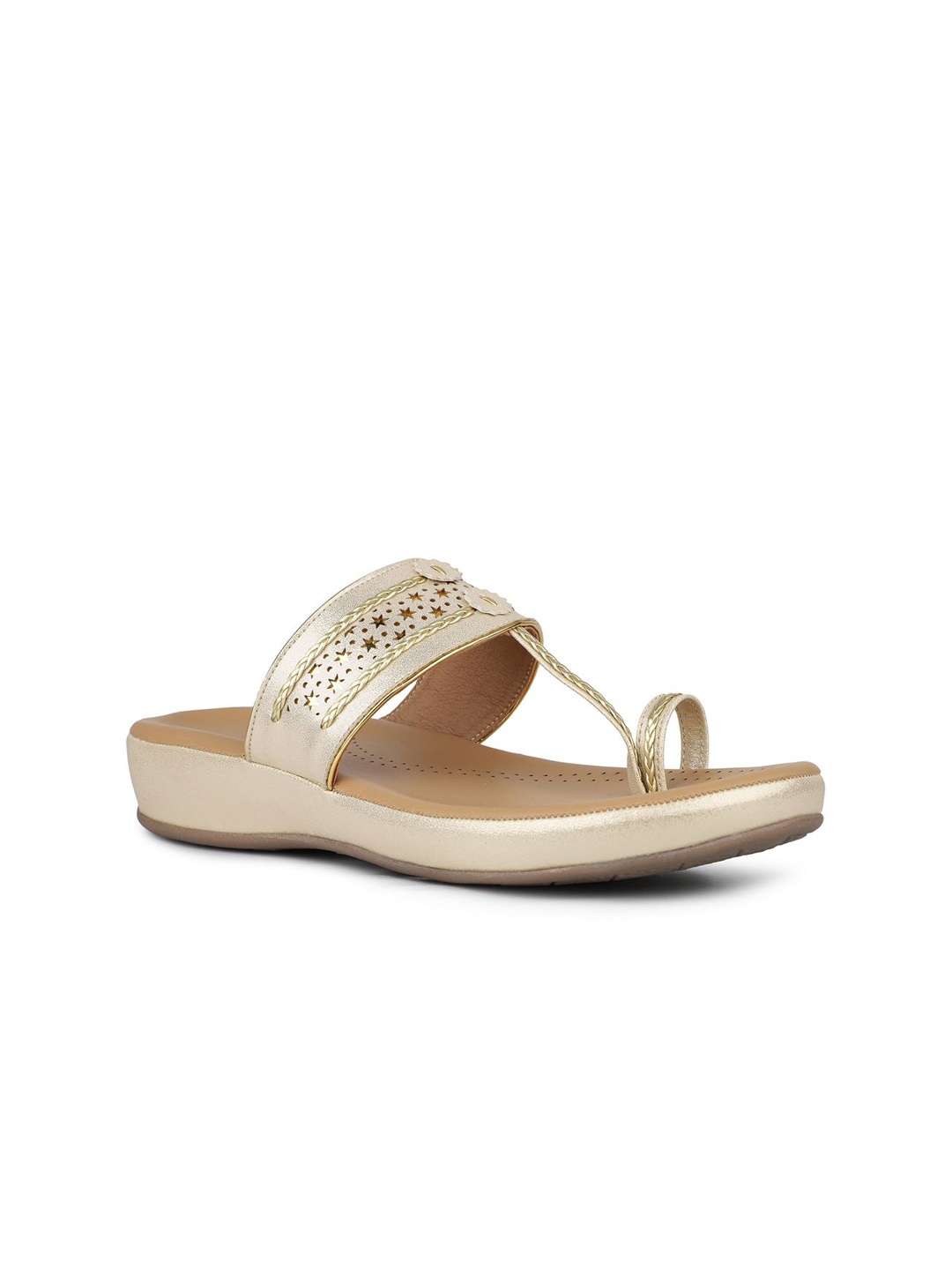 

Inc 5 Women One Toe Flats with Laser Cuts, Gold