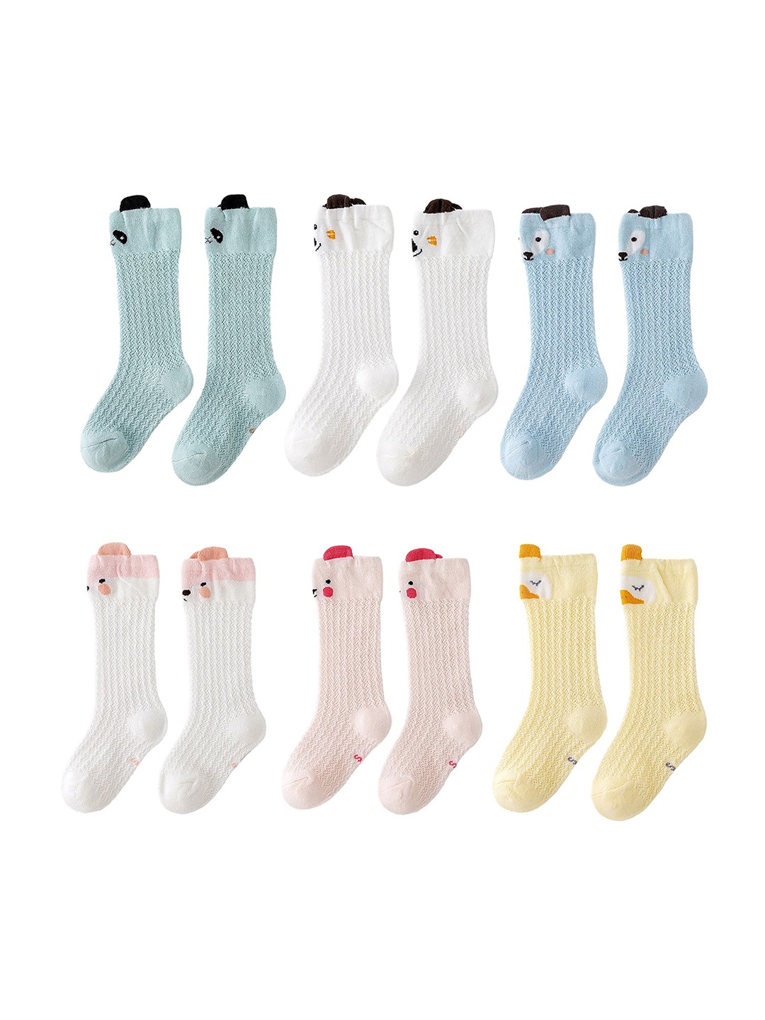 

SYGA Kids Pack Of 6 Patterned Above Knee-Length Socks, Yellow