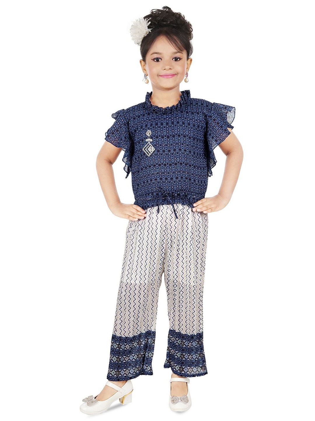 

BAESD Girls High Neck Top with Palazzos, Blue