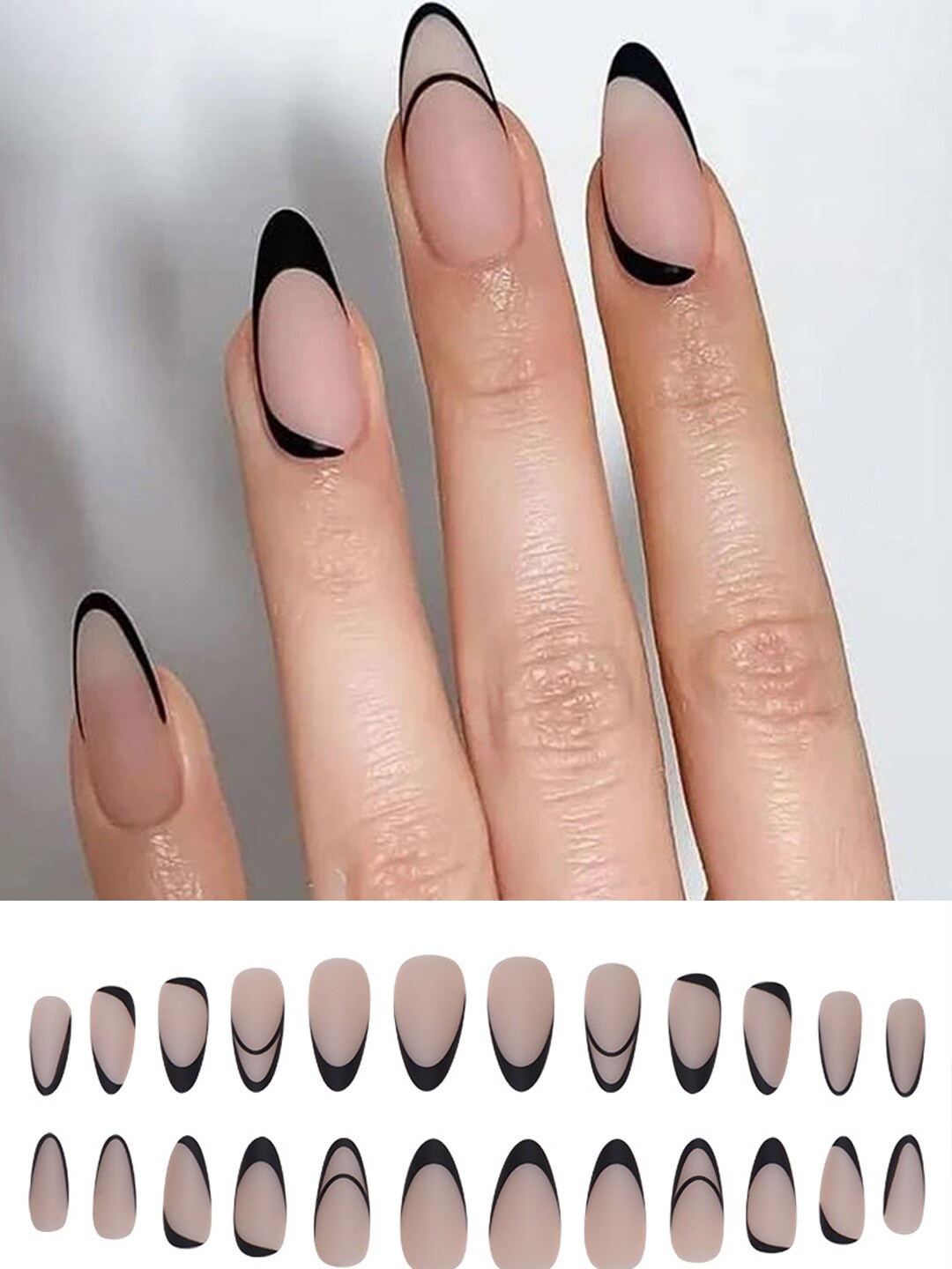 

Secret Lives 24 Pieces of Matte Translucent Annie French Nail Tips - Nude & Black