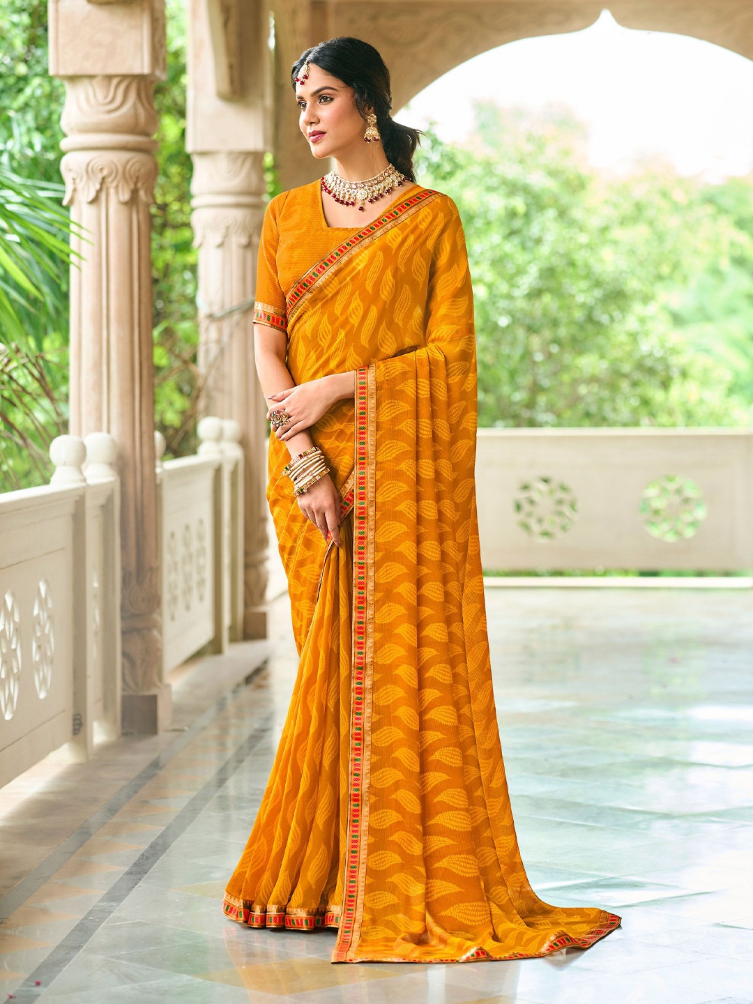 

Laxmipati Abstract Printed Designer Saree, Mustard