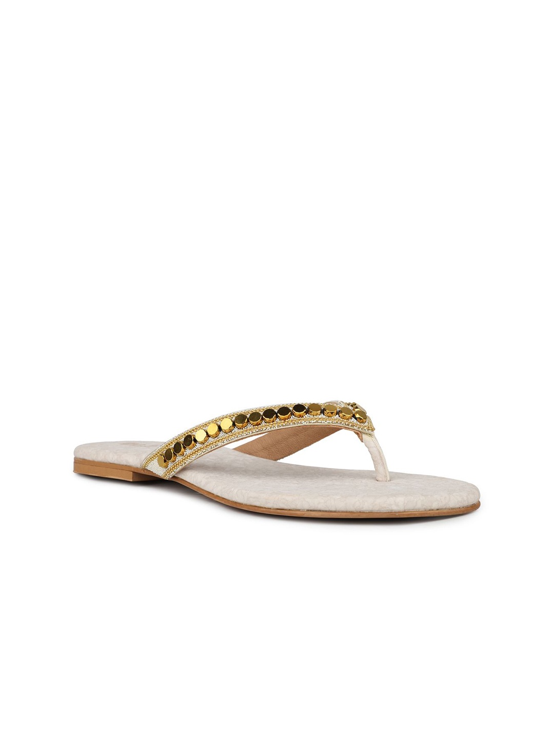 

Inc 5 Women Embellished Ethnic Round Toe Fashion Flats, Gold