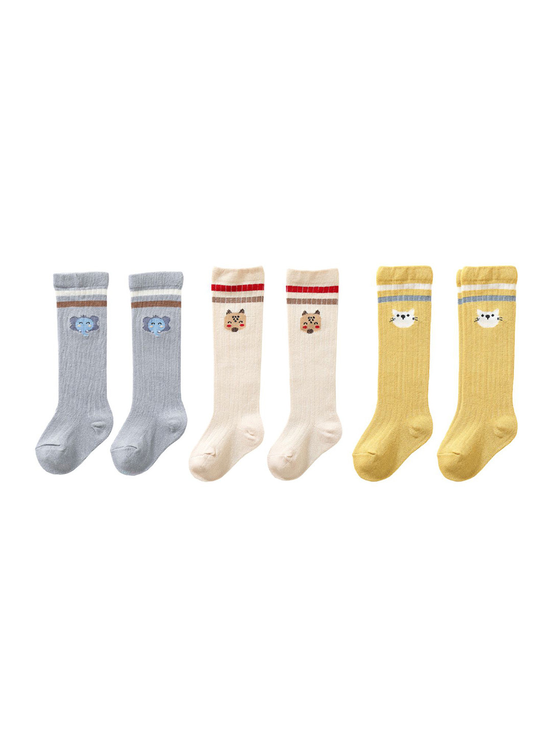 

SYGA Kids Pack Of 3 Patterned Cotton Above Knee Length Socks, Blue