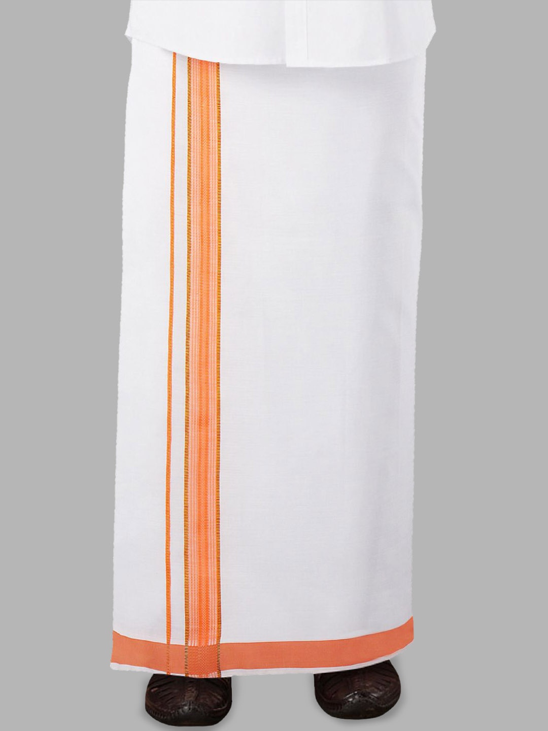 

Ramraj Men Adjustable Pocket Dhoti with Border, White