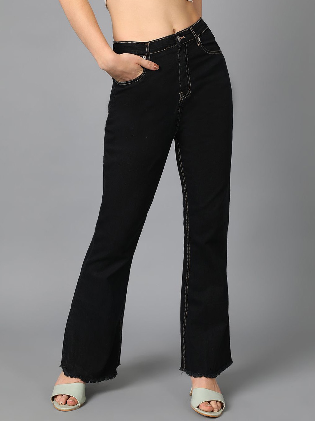 

Stylecast X Kotty Women Bootcut High-Rise Stretchable Jeans, Black