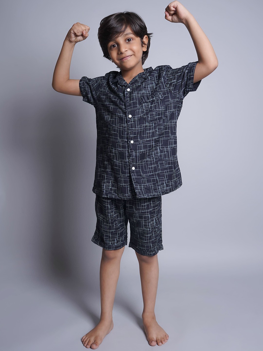 

Biglilpeople Kids Printed Pure Cotton Night suit, Blue
