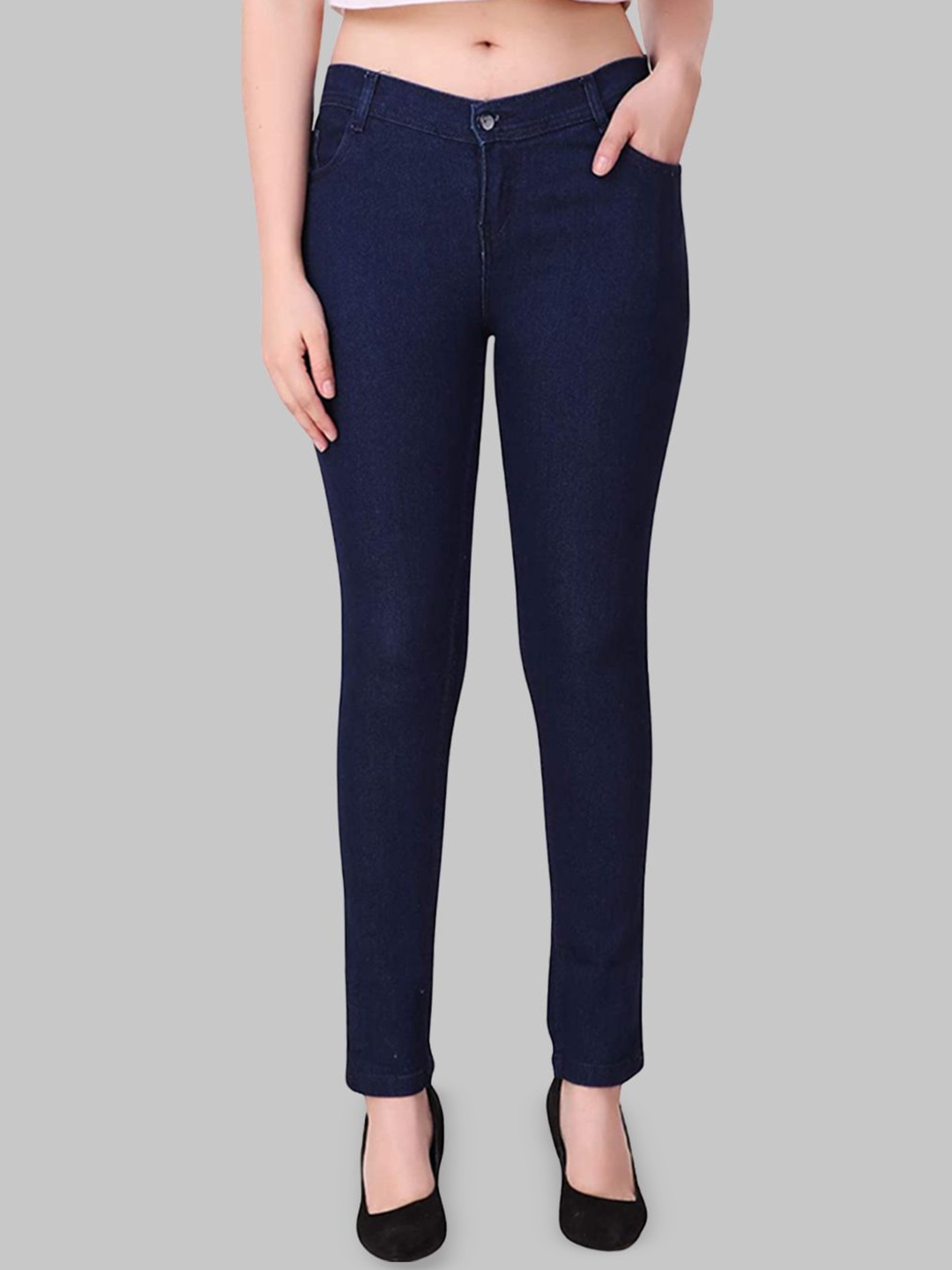 

MM-21 Women Mid-Rise Skinny Fit Stretchable Jeans, Navy blue