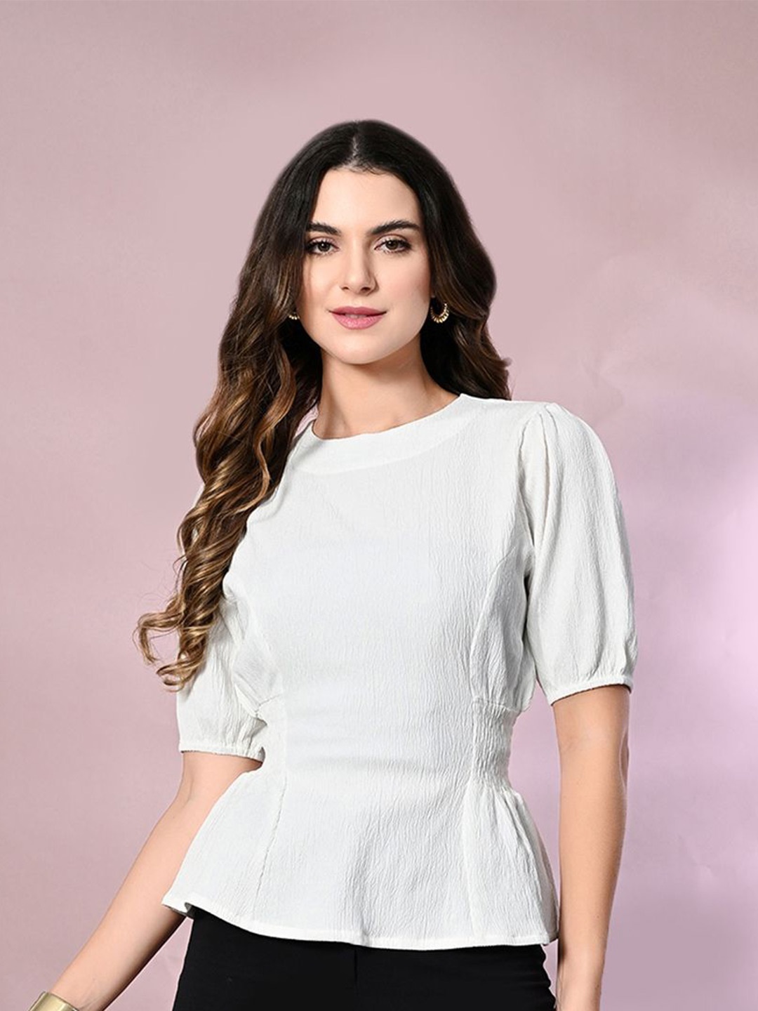

PRETTY LOVING THING Women Cinched Waist Top, White