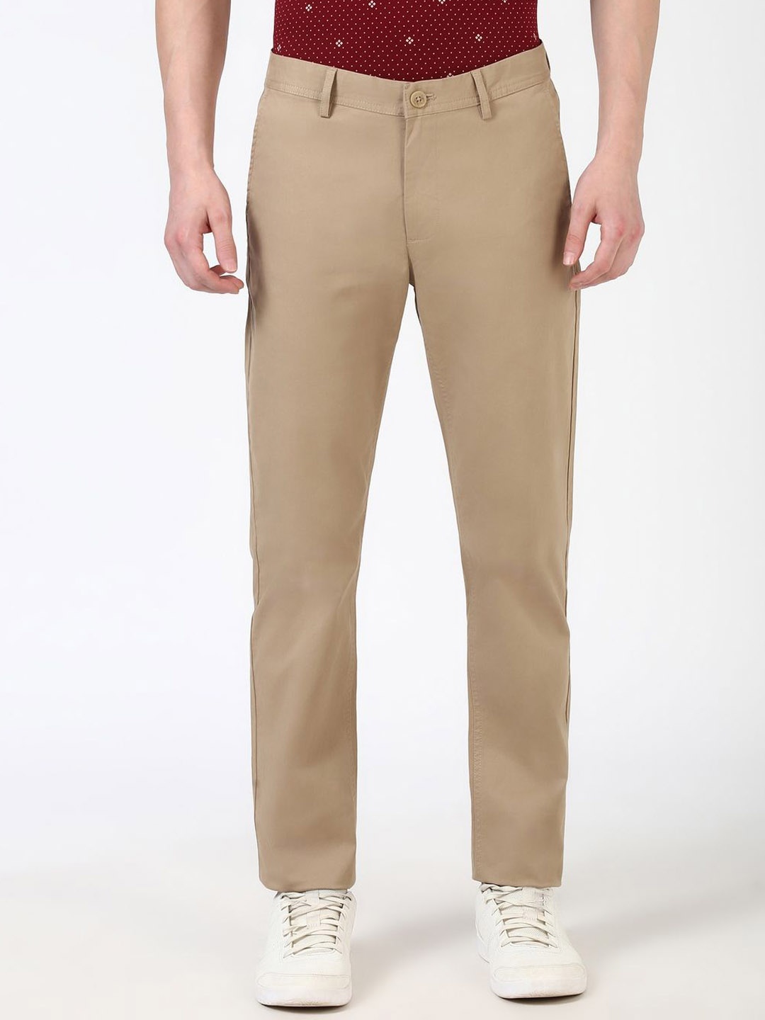 

Peter England Casuals Men Slim Fit Trousers, Beige