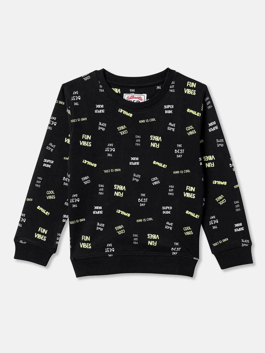 

R&B Boys Printed Pullover Cotton Sweatshirt, Black