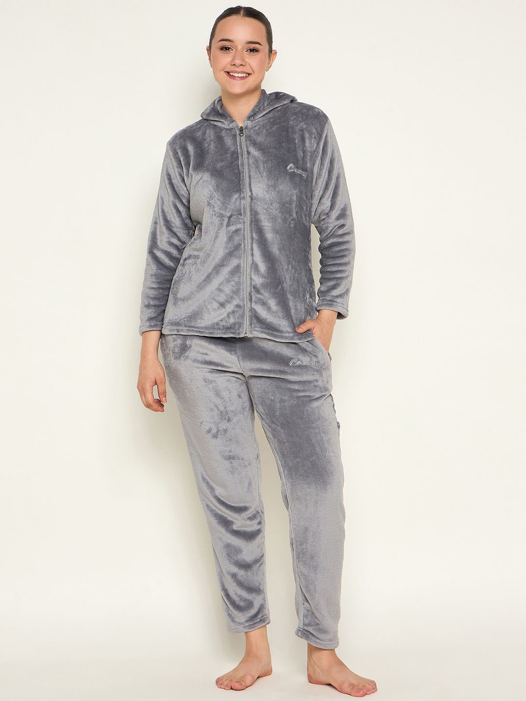 

Camey Women V-Neck Night Suit, Grey