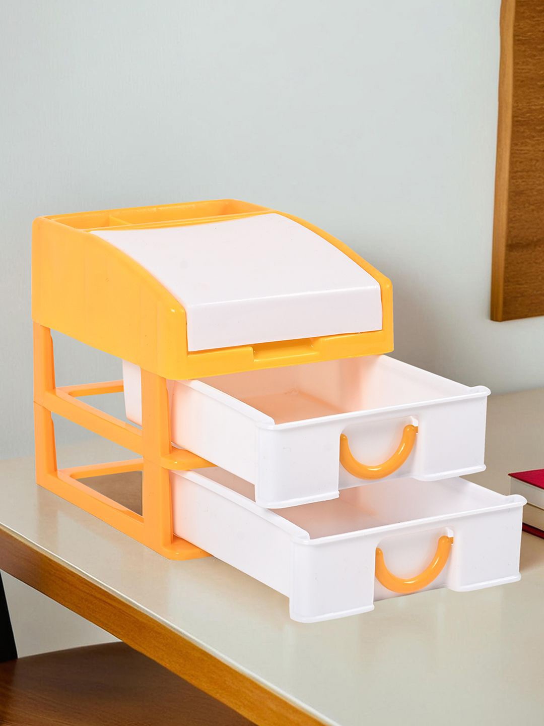 

Kuber Industries Yellow 3-Tier Drawer Organisers