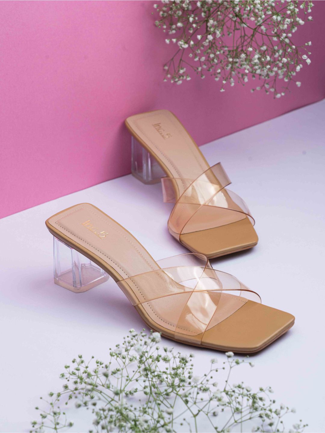 

Inc 5 Women Party Square Toe Block Heel Sandal, Transparent