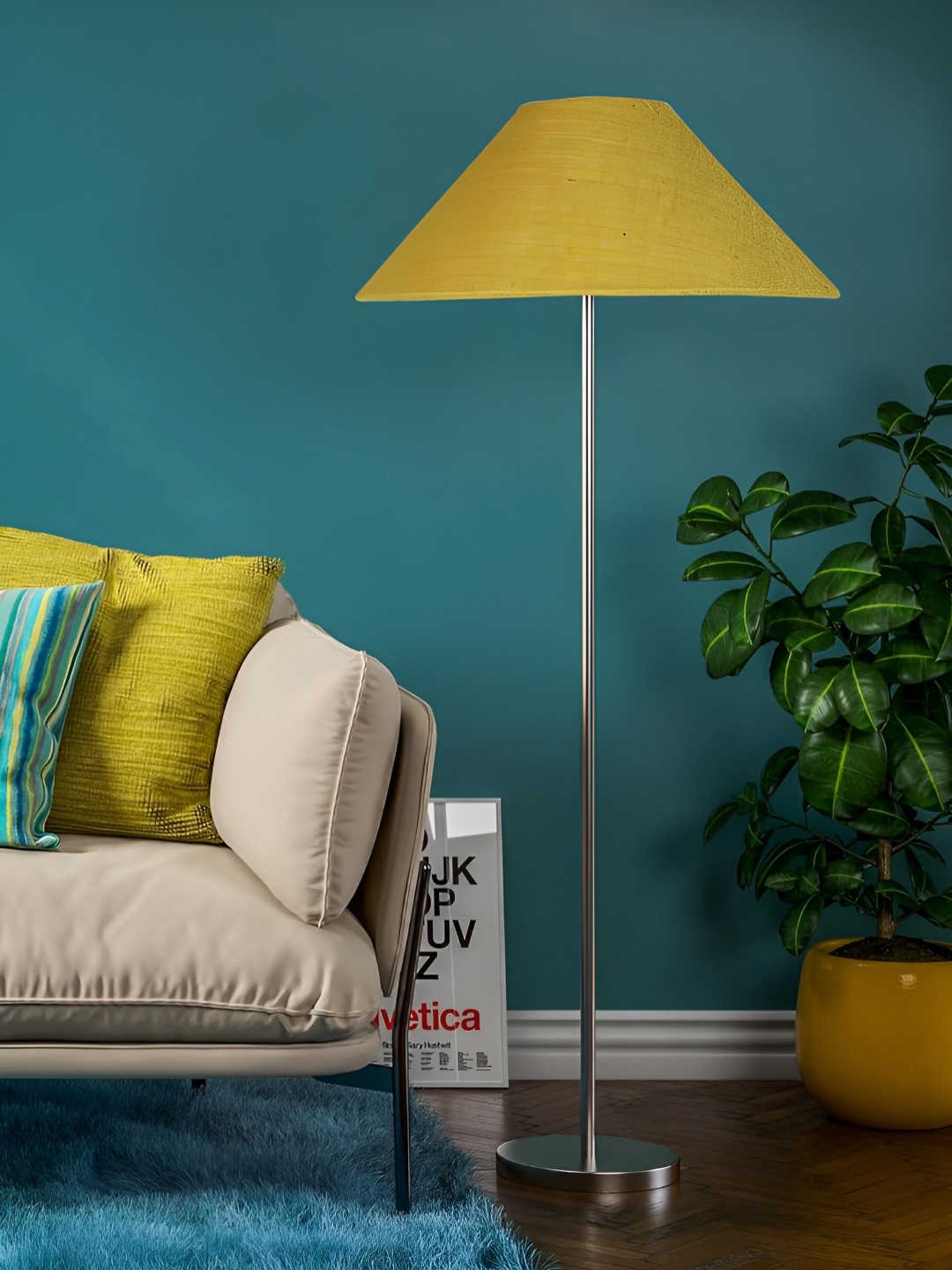 

Devansh Yellow Jute Coolie Shade Steel Base Floor Lamp
