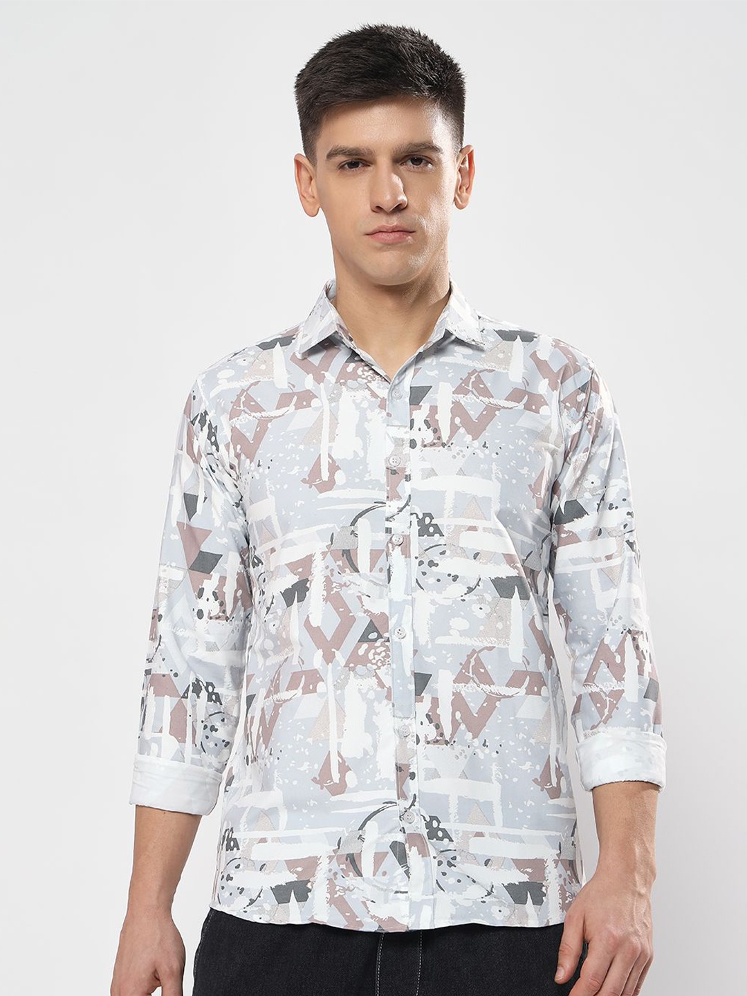 

YOUTH FIRST Men Premium Spread Collar Abstract Printed Casual Shirt, Blue