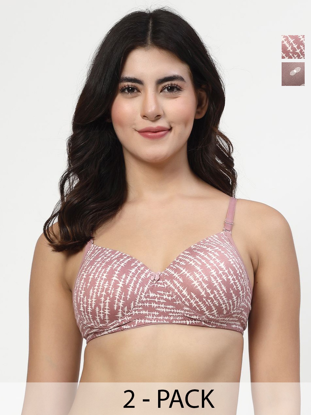 

Docare Women Pack of 2 Full Coverage Lightly Padded and Non-Wired T-shirt Bra, Brown