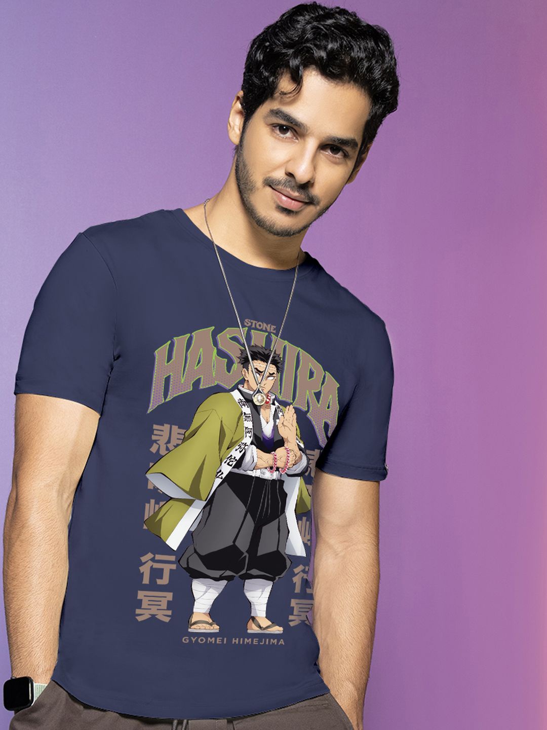 

Bewakoof Men Graphic Printed Round Neck Pure Cotton T-shirt, Blue