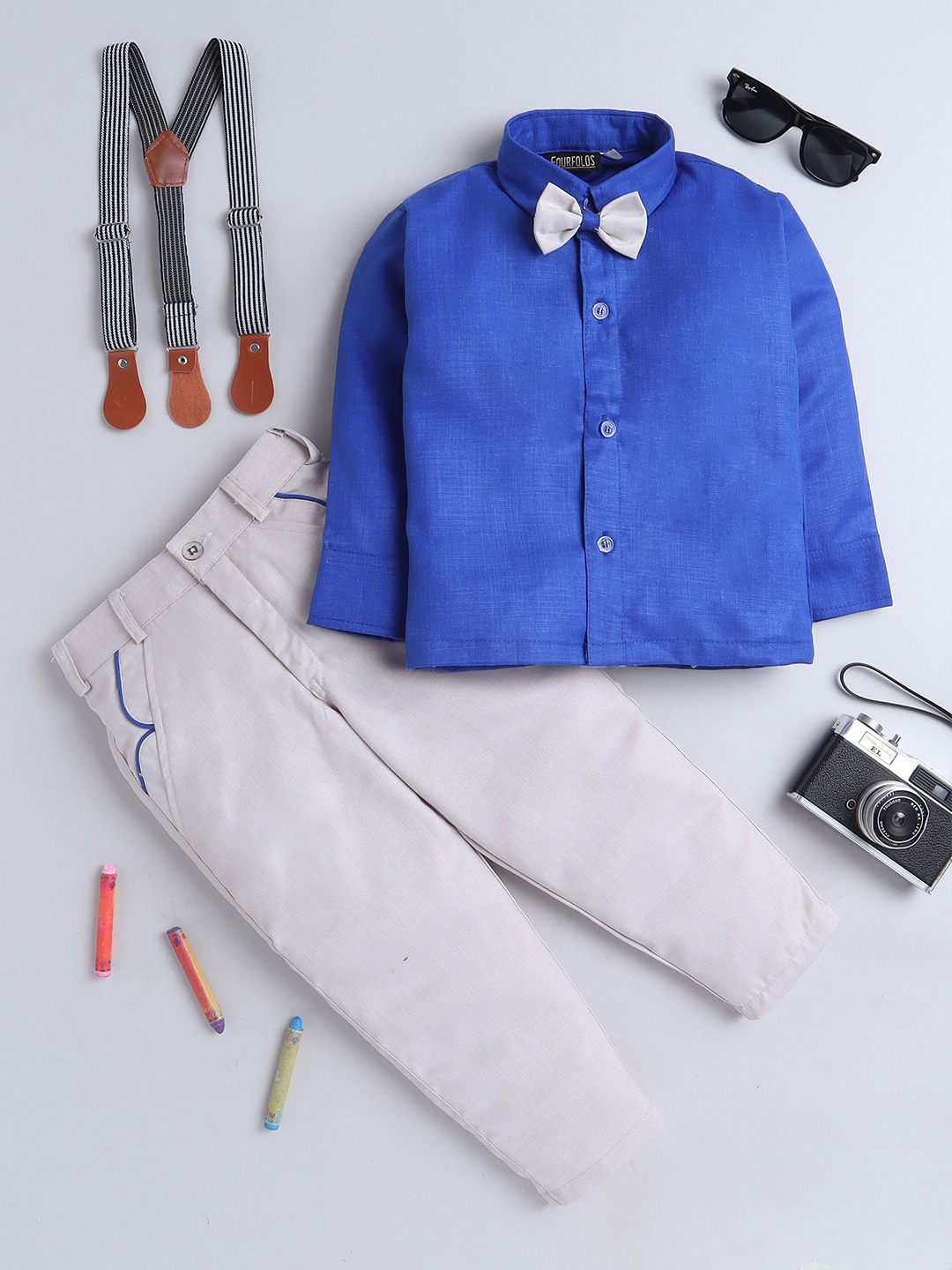 

BAESD Boys Shirt with Trousers and Bow Tie, Blue