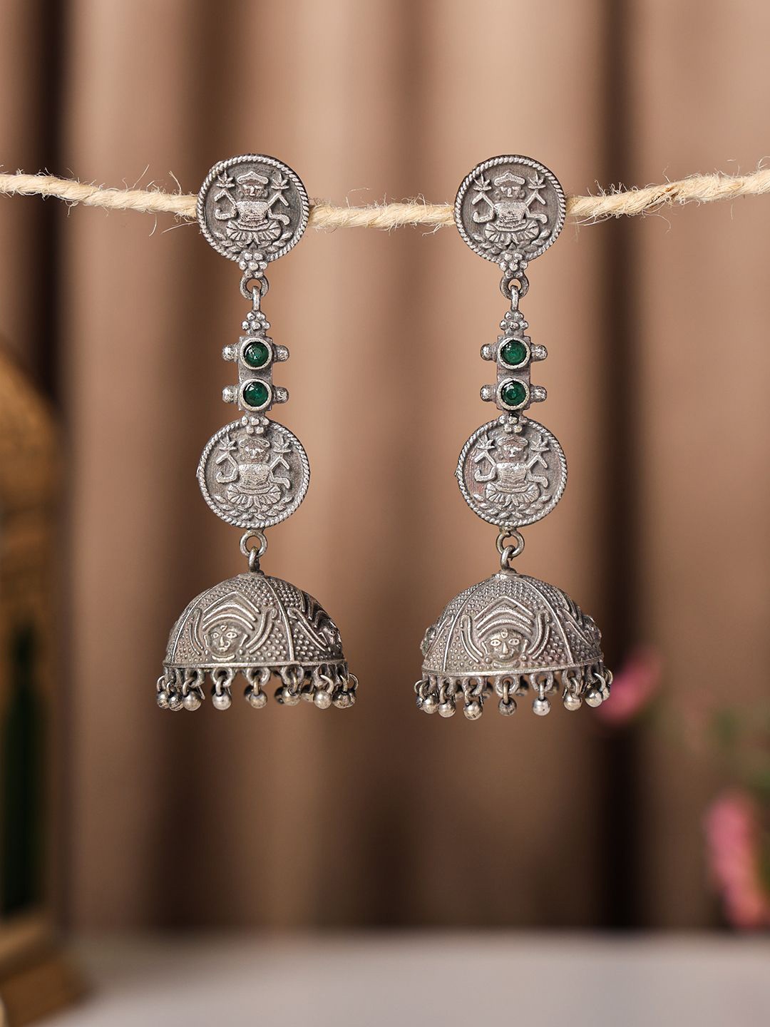 

VENI 92.5 Silver-Plated Dome Shaped Jhumkas