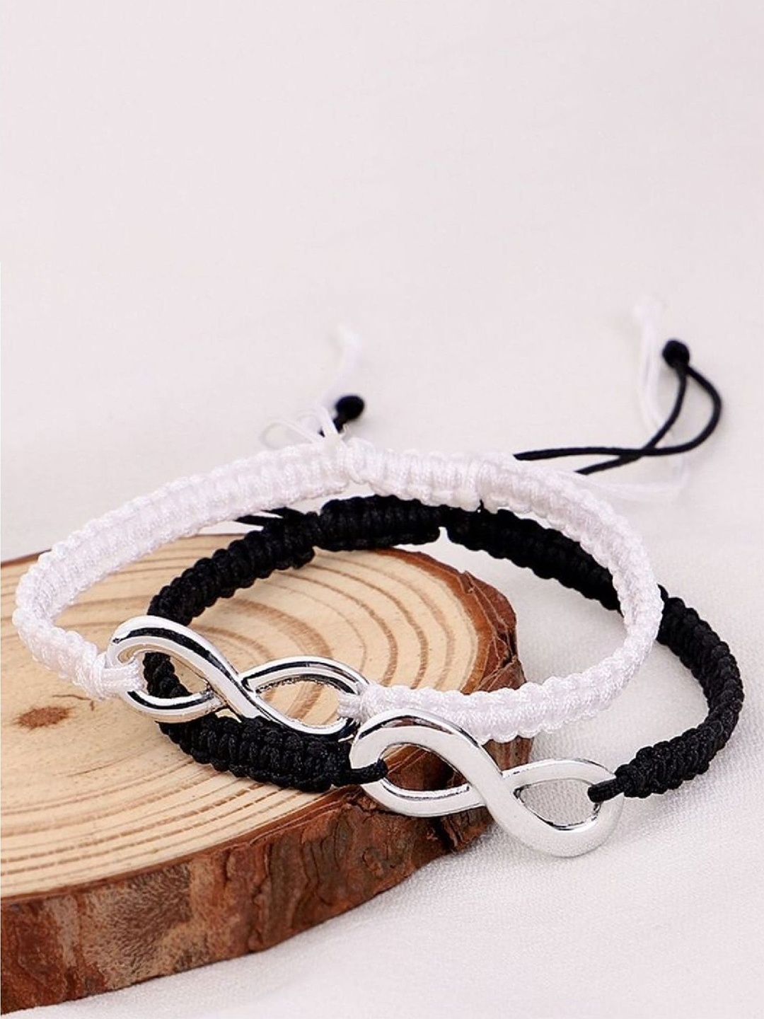 

RUHI COLLECTION Unisex Set of 2 Infinite Wraparound Bracelets, Black