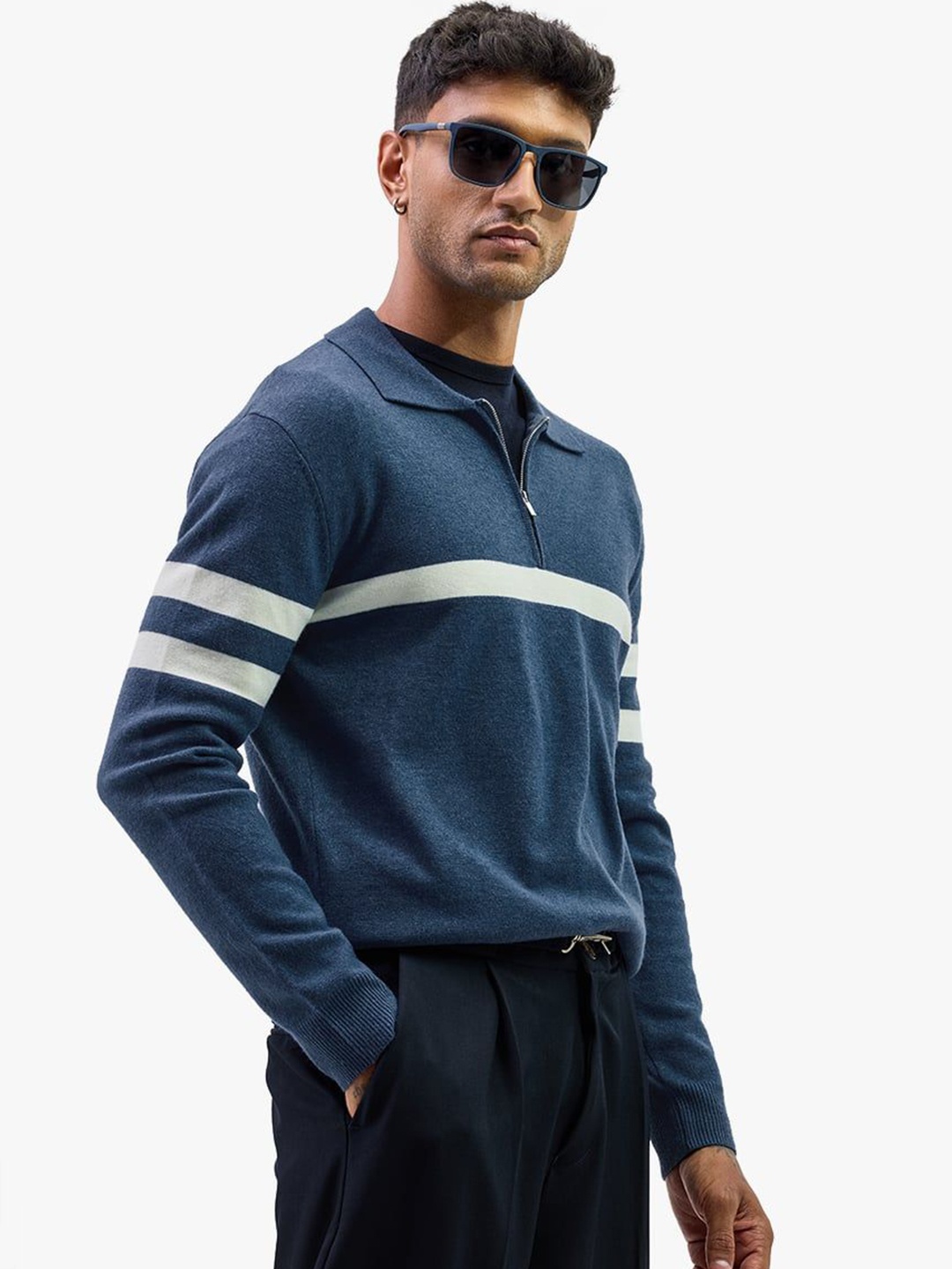 

Snitch Men Striped Pullover, Navy blue
