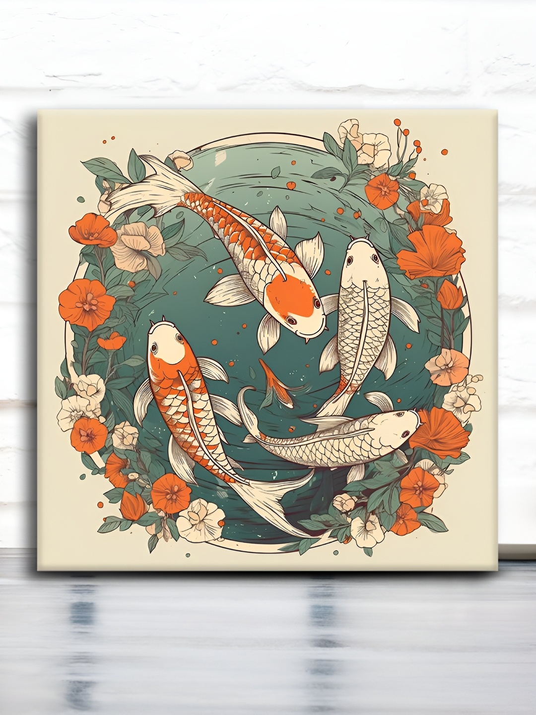 

OLIVE TREE Green & Orange Canvas Wall Painting