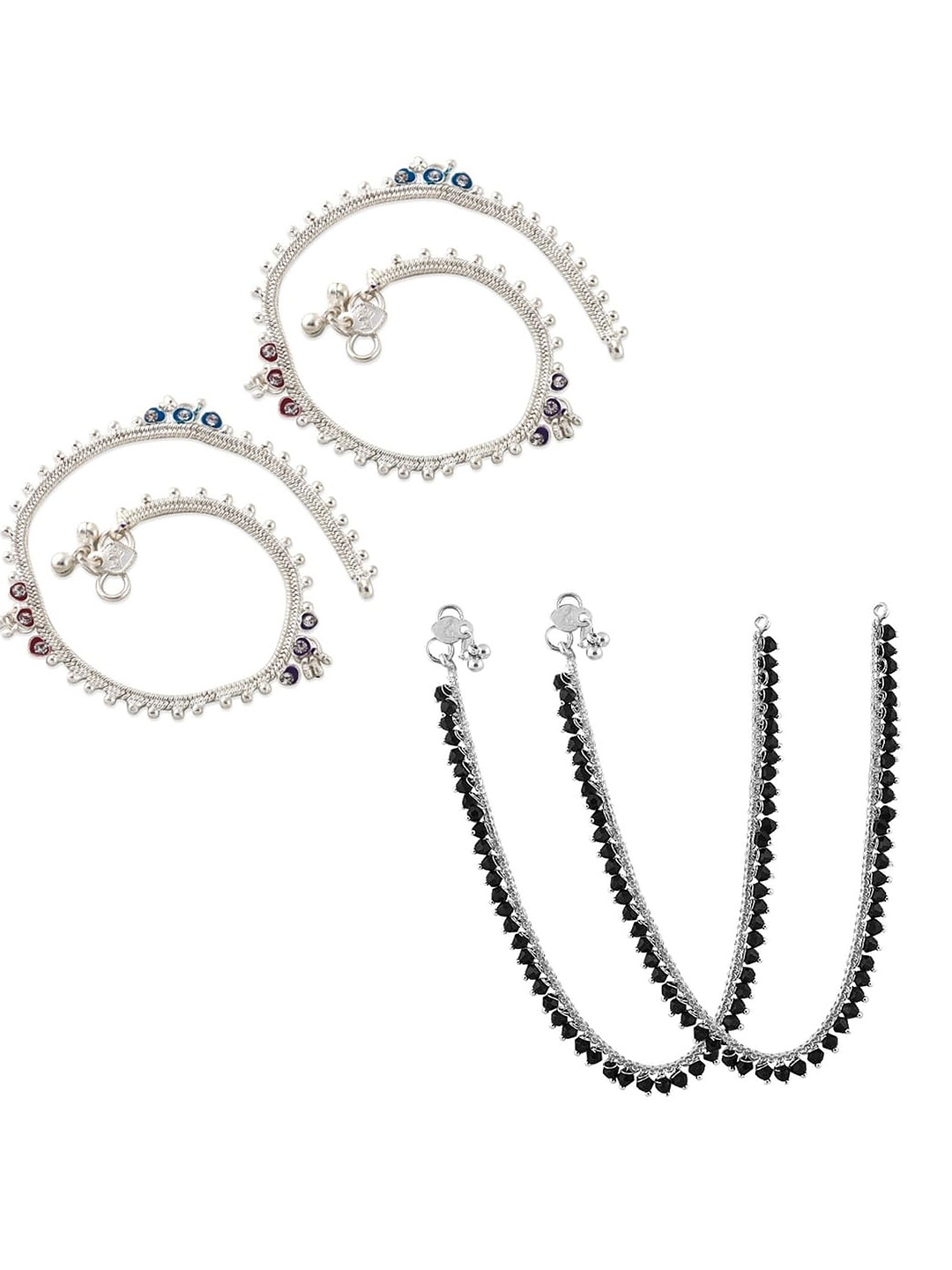 

Heer Collection Set of 2 Silver-Plated Anklets