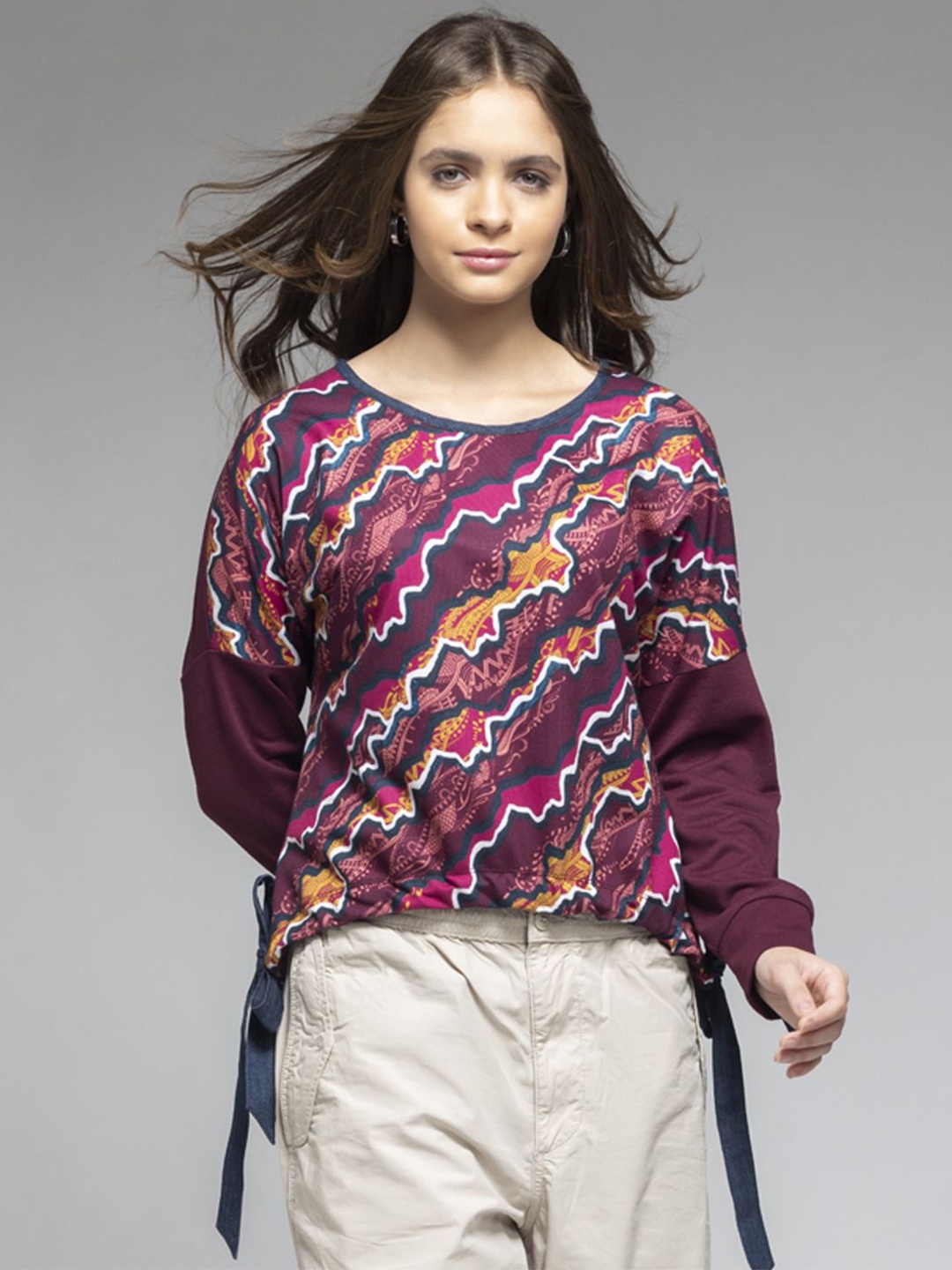 

SHAYE Printed Round Neck Top, Purple