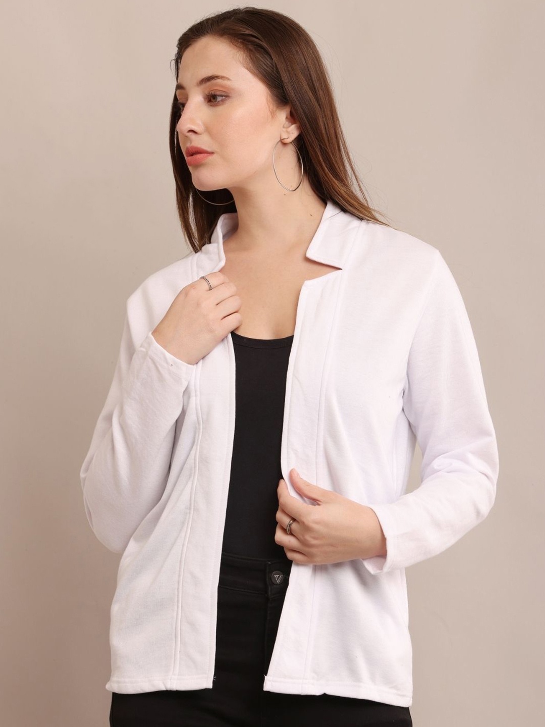 

Raabta Fashion Fleece Open Front Shrug, White