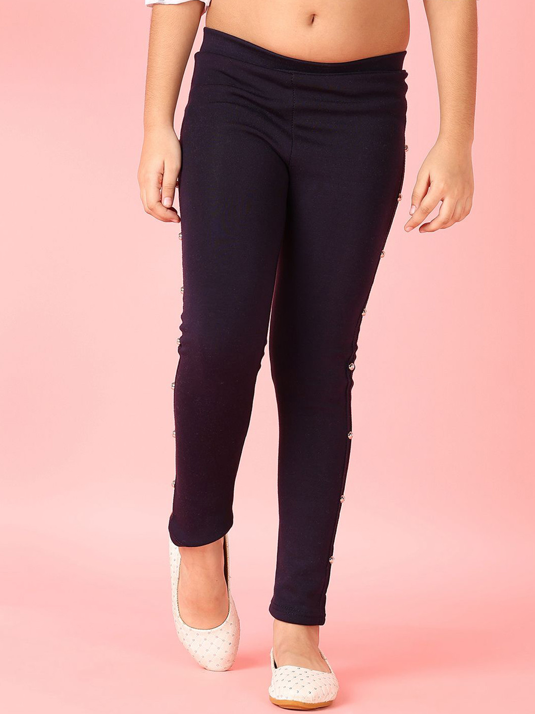 

V-Mart Girls Velvet Ankle Length Cotton Leggings, Violet