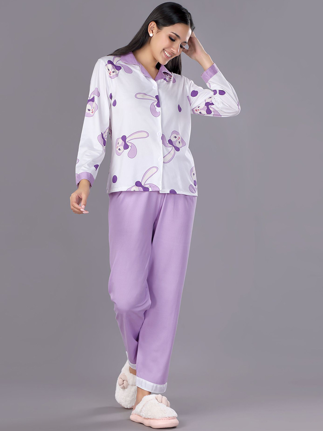 

ANSEE by Addery Women Printed Night suit, White