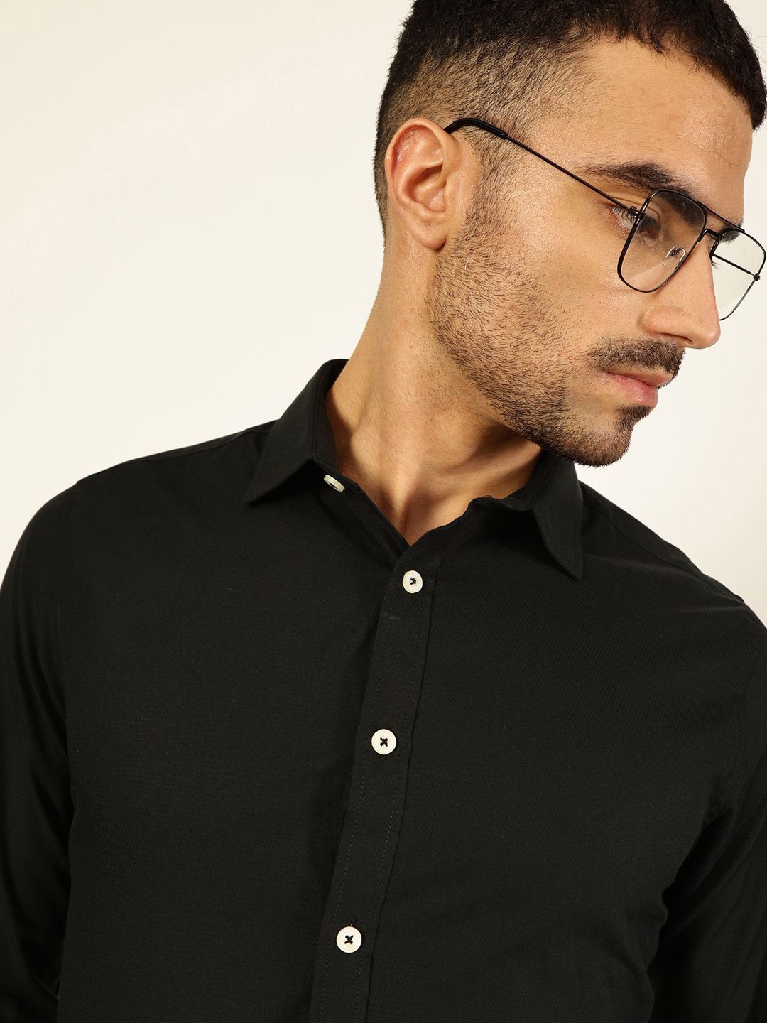 

Thomas Scott Men Premium Slim Fit Opaque Formal Shirt, Black