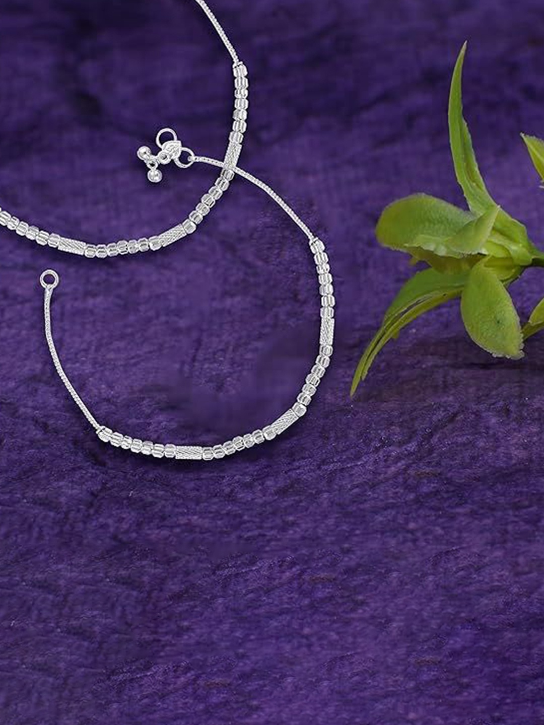 

Heer Collection Set Of 2 Silver-Plated Beaded Anklet