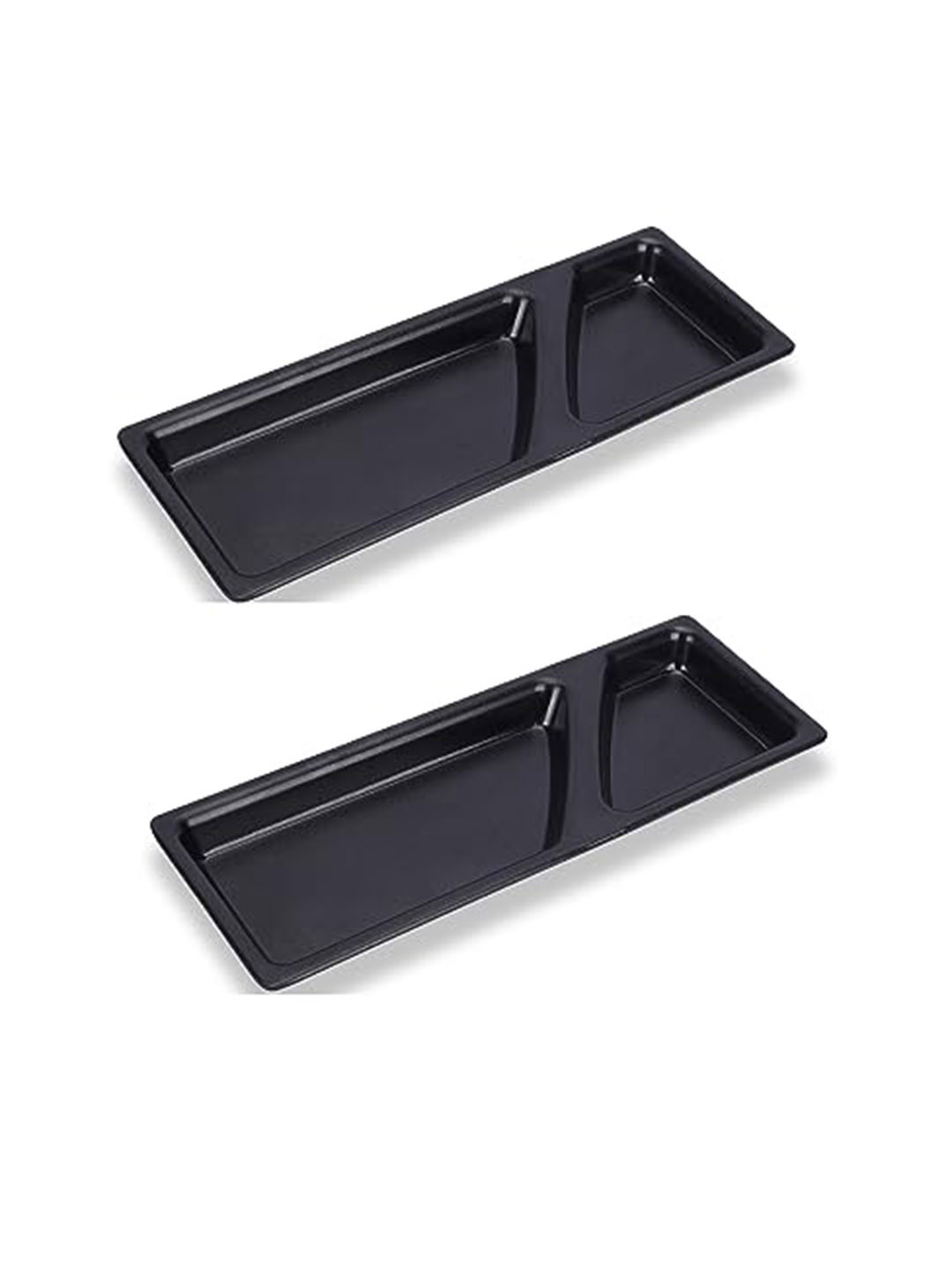 

e kysa Black 2 Pieces Textured Rectangle Glossy Dishwasher Safe Food Platter