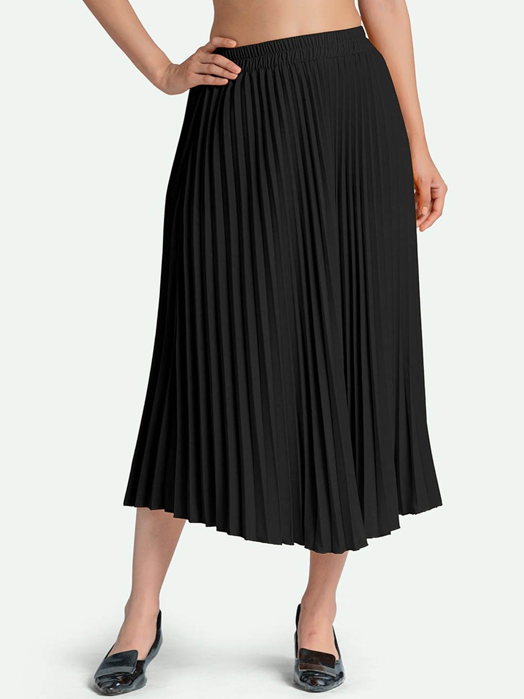 

Raiyani Enterprise Women Flared Midi Skirt, Black