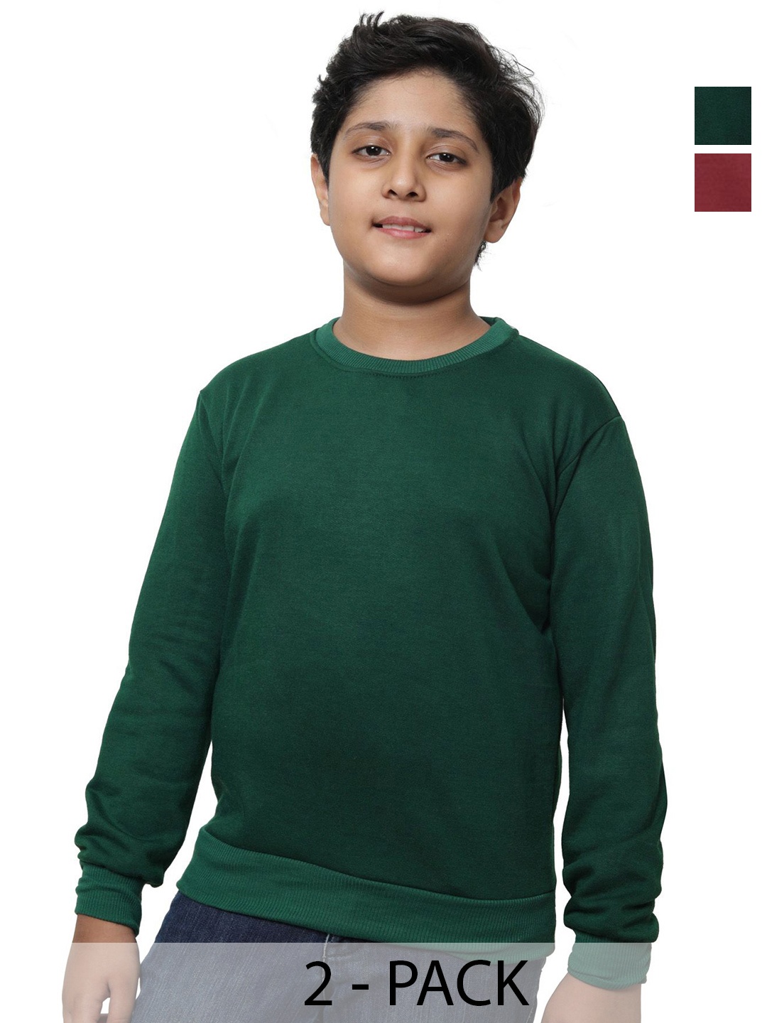 

BAESD Boys Pack Of 2 Round Neck Long Sleeves Sweatshirt, Maroon