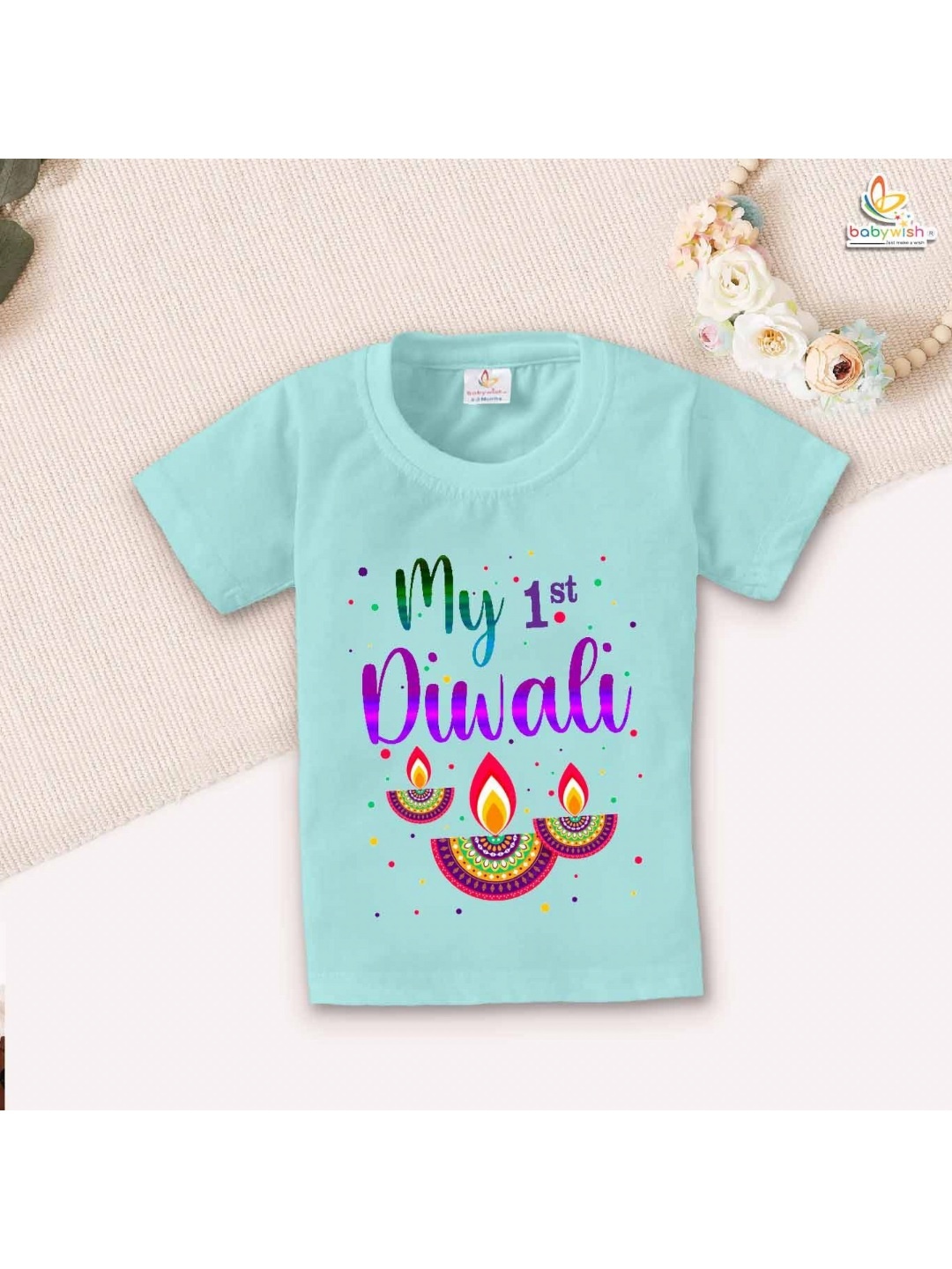 

Babywish Unisex Kids Typography Printed Round Neck Cotton T-shirt, Sea green