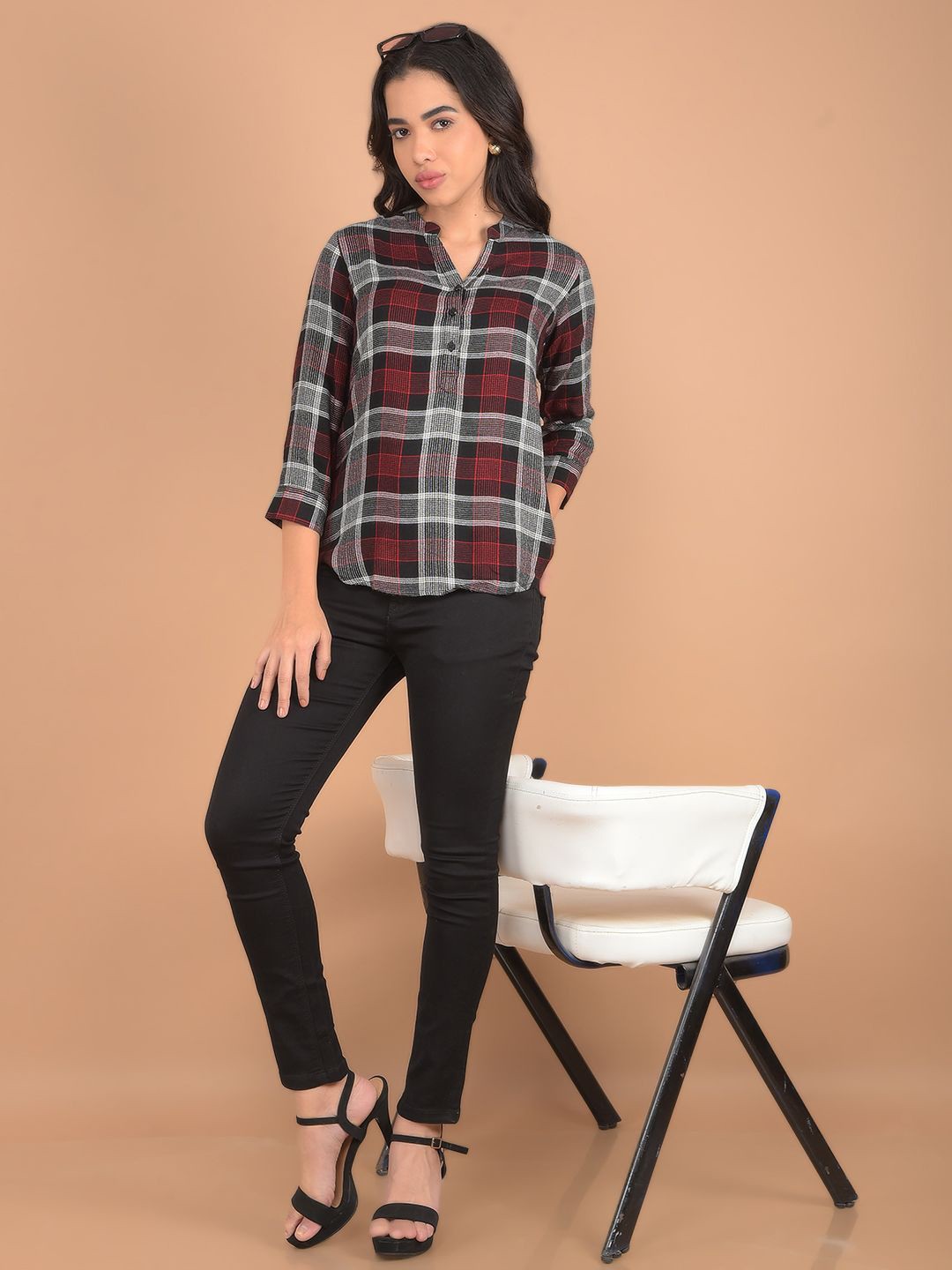 

Crimsoune Club Women Checked Shirt Style, Black
