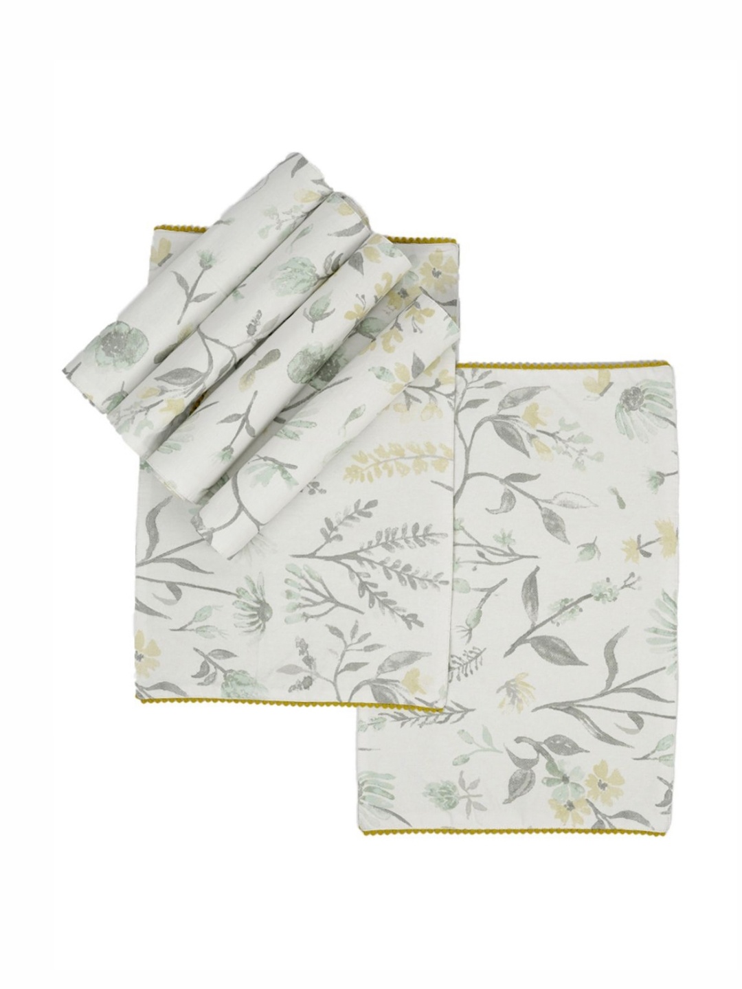 

Ratan Cart Off White 4 Pcs Floral Printed Cotton Table Placemats