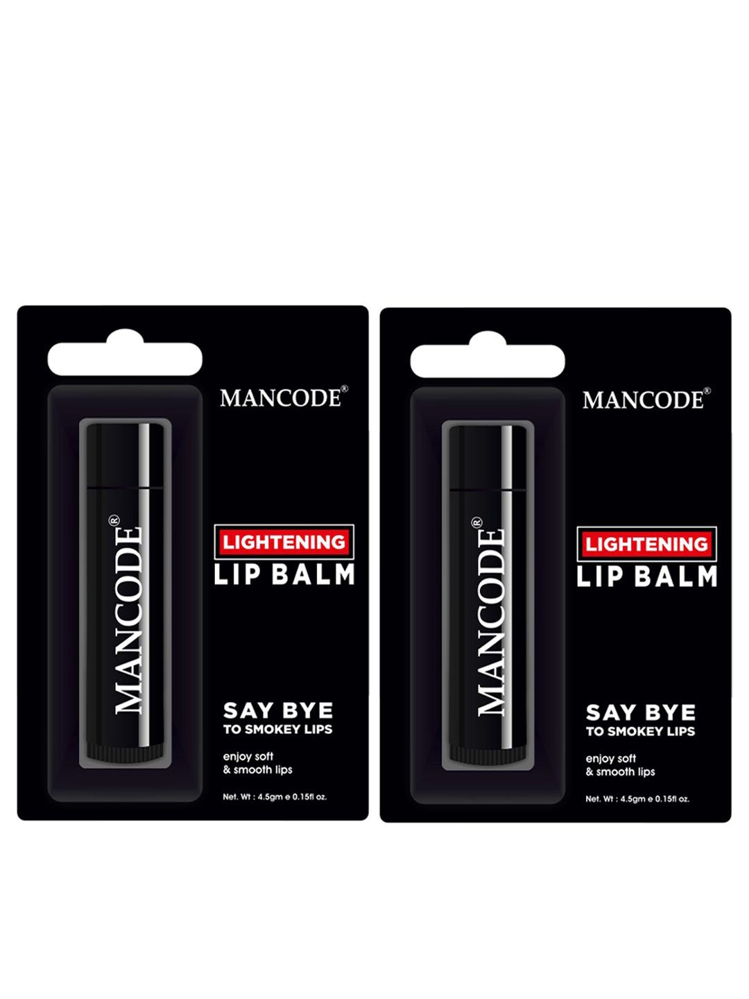 

MANCODE Set Of 2 Lightening Lip Balm For Dry Chapped Lips - 4.5g Each, Black