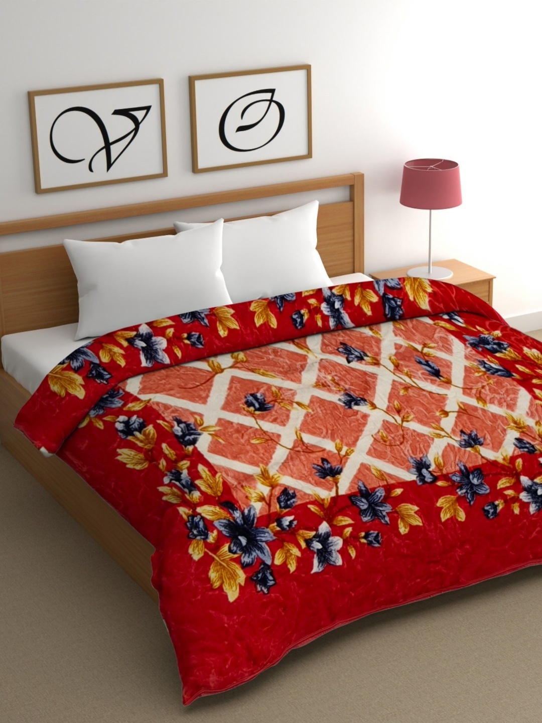 

CG HOMES Red & Blue Mink Heavy Winter 350 GSM Double Bed Blanket