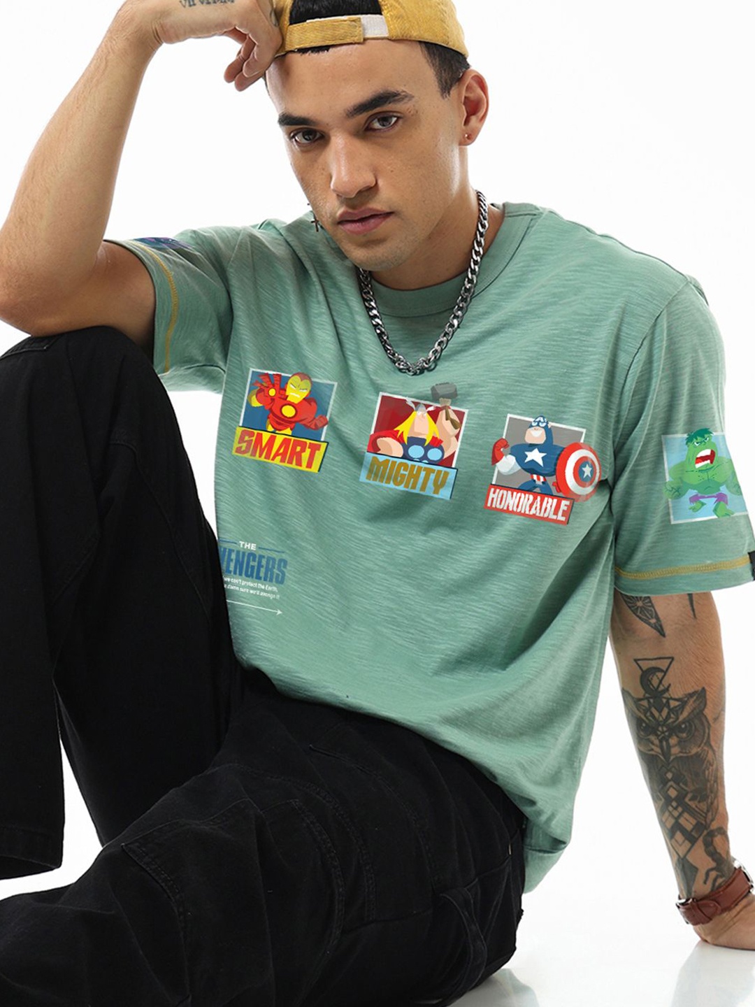 

Bewakoof AIR Men Avengers Printed T-shirt, Green