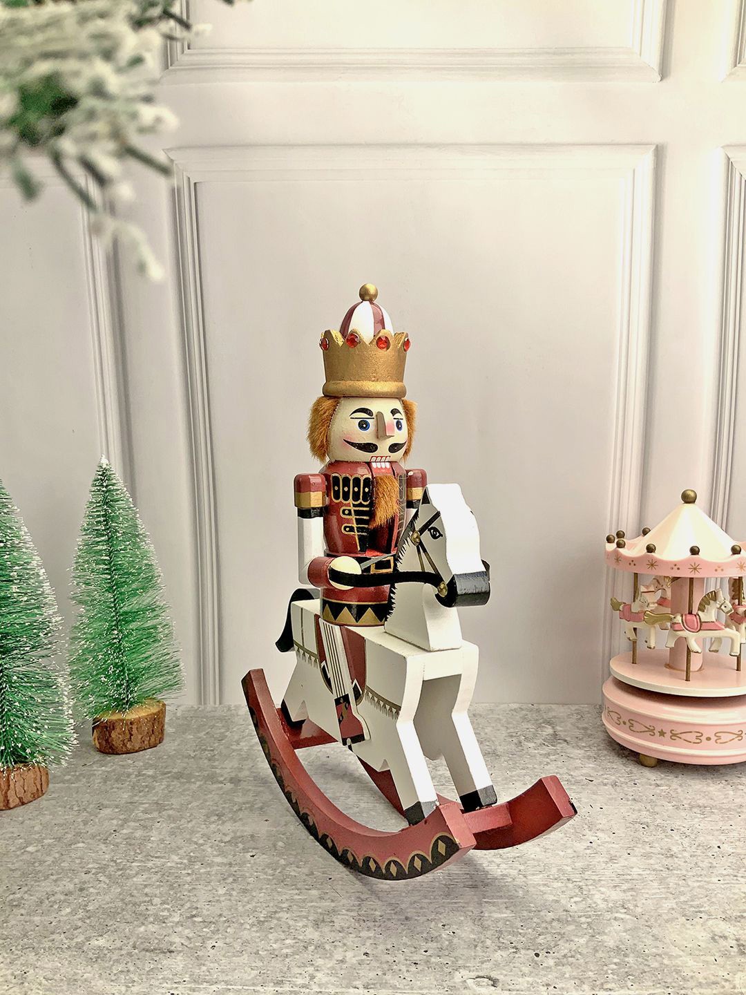 

Little Surprise Box LLP Green Wooden Nutcracker Showpiece