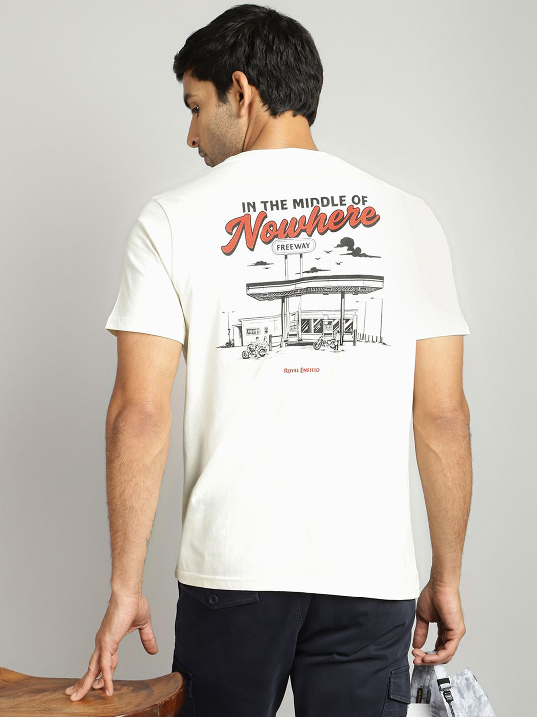 

Royal Enfield Men Graphic Printed Round Neck Cotton T-shirt, White