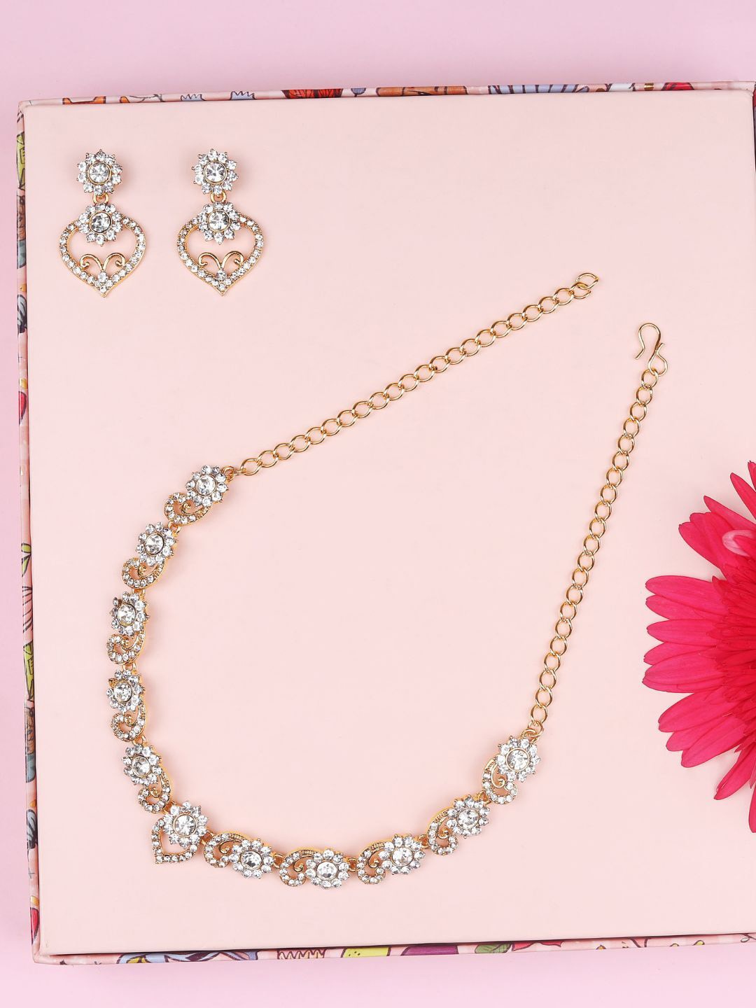 

Reesha jewel Cubic Zirconia Stone Stuuded Jewellery Set, Gold